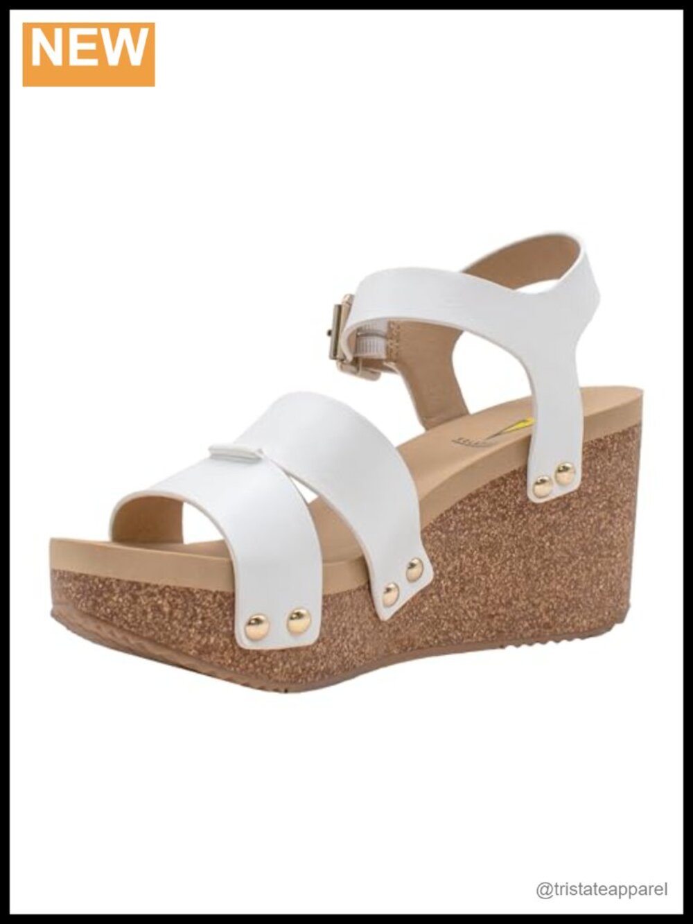 Faux leather womens wedge sandals with ankle strap
